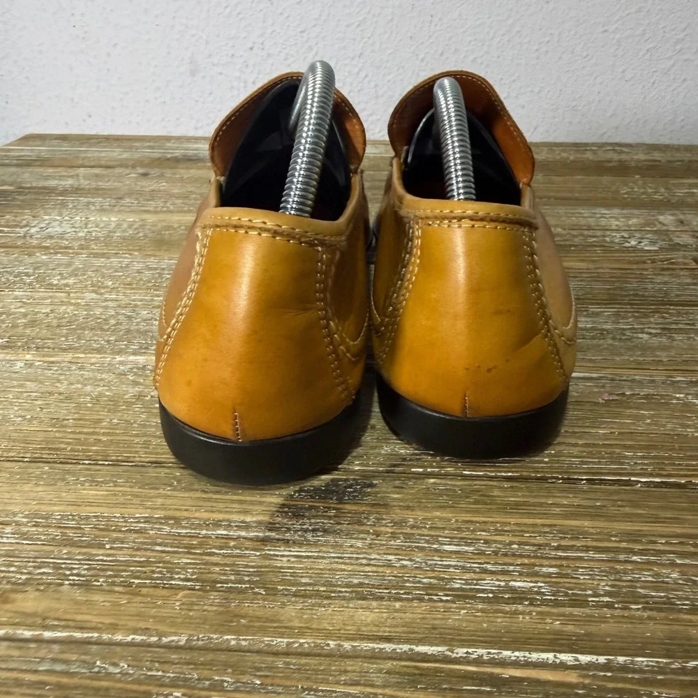 Zelli Handcrafted in Italy Tan Leather Loafers Mens 11 M Driver Moc Toe Shoes
